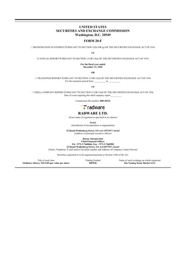 Thumbnail Radware 20-F Annual Report 2020