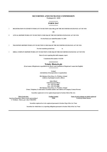 Thumbnail Trinity Biotech
 20-F Annual Report 2020