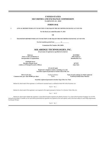 Thumbnail SolarEdge 10-K Annual Report 2021