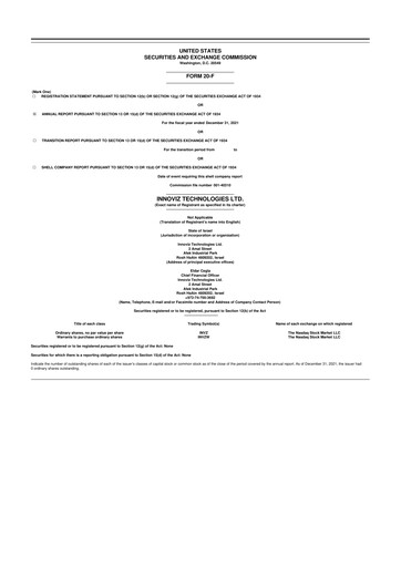 Thumbnail Innoviz Technologies 20-F Annual Report 2021