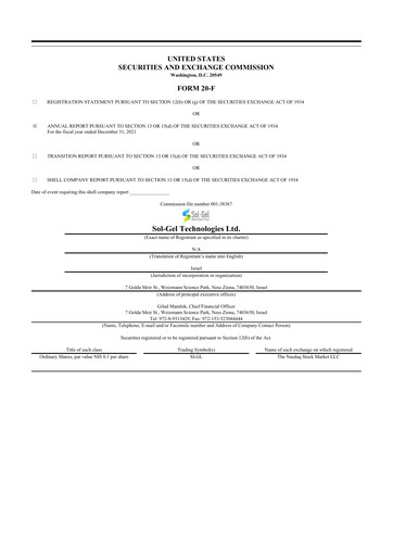Thumbnail Sol-Gel Technologies 20-F Annual Report 2021