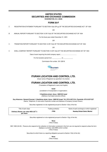 Miniature Ituran 20-F Rapport annuel 2021