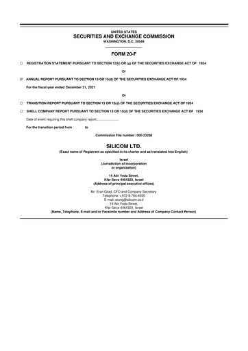 Thumbnail Silicom 20-F Annual Report 2021