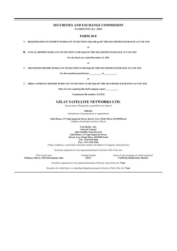 Thumbnail Gilat Satellite Networks 20-F Annual Report 2021