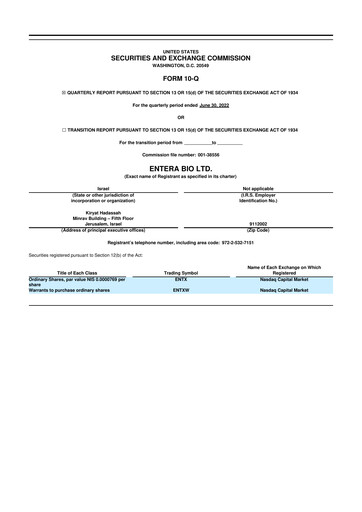 Thumbnail Entera Bio 10-Q Quarterly Report FY2022 