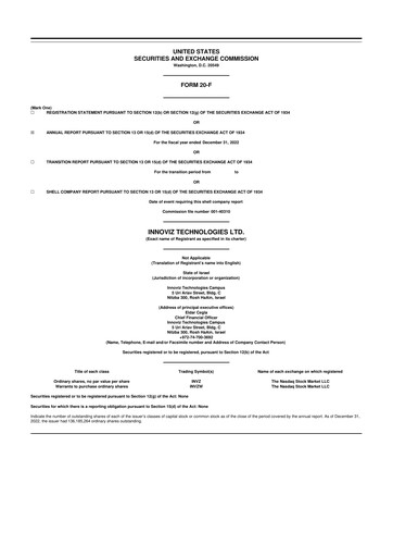 Thumbnail Innoviz Technologies 20-F Annual Report 2022