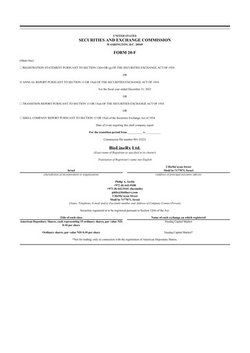 Thumbnail BioLineRx 20-F Annual Report 2022