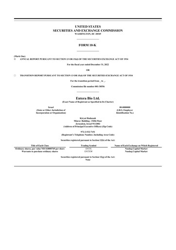 Thumbnail Entera Bio 10-K Annual Report 2022