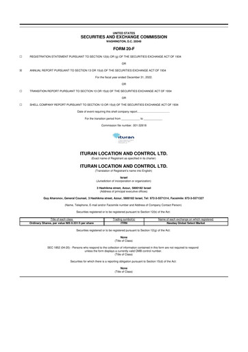 Miniature Ituran 20-F Rapport annuel 2022