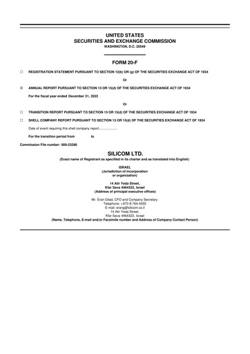 Thumbnail Silicom 20-F Annual Report 2022