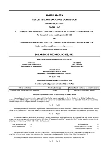 Thumbnail SolarEdge 10-Q Quarterly Report FY2023 