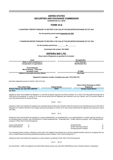 Thumbnail Entera Bio 10-Q Quarterly Report FY2023 