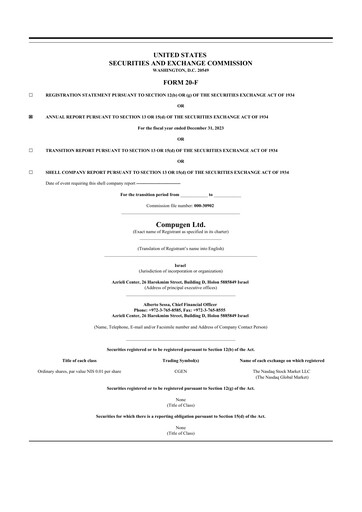 Thumbnail Compugen 20-F Annual Report 2023