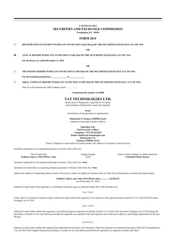 Thumbnail TAT Technologies 20-F Annual Report 2023