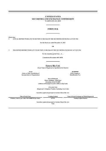 Thumbnail Entera Bio 10-K Annual Report 2023