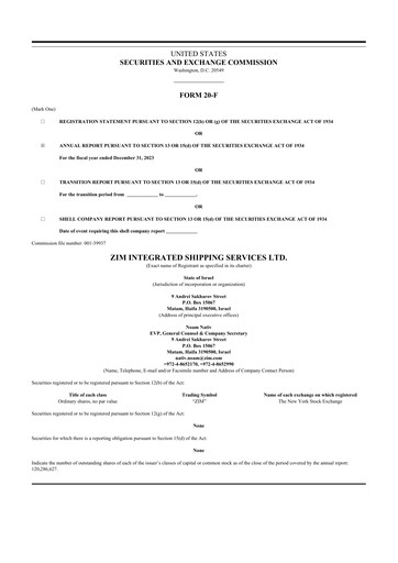 Thumbnail ZIM Integrated Shipping Services 20-F Annual Report 2023