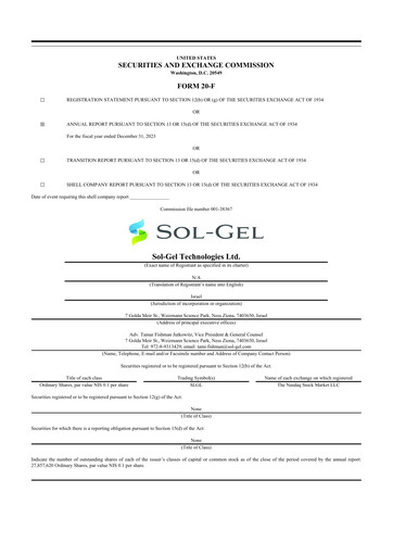 Thumbnail Sol-Gel Technologies 20-F Annual Report 2023
