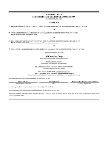 Miniature IM Cannabis 20-F Rapport annuel 2023