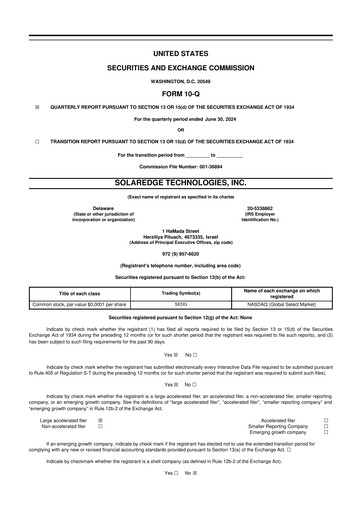 Thumbnail SolarEdge 10-Q Quarterly Report FY2024 