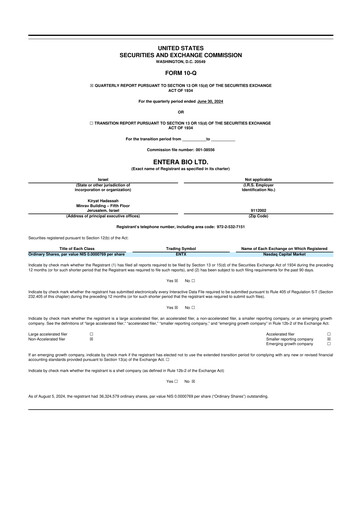 Thumbnail Entera Bio 10-Q Quarterly Report FY2024 