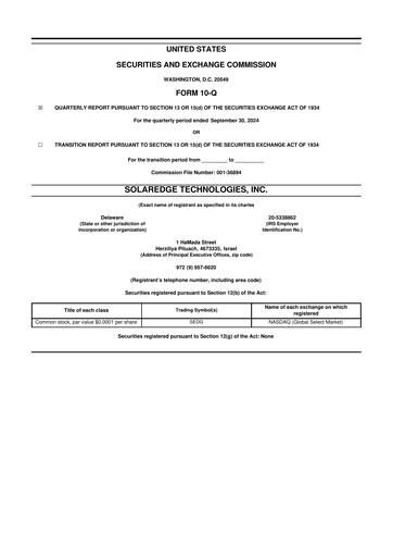 Thumbnail SolarEdge 10-Q Quarterly Report FY2024 