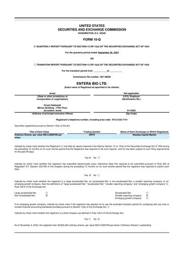 Thumbnail Entera Bio 10-Q Quarterly Report FY2024 