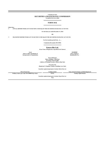 Thumbnail Entera Bio 10-K Annual Report 2024