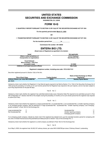 Thumbnail Entera Bio 10-Q Quarterly Report FY2025 