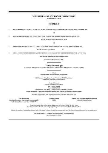 Thumbnail Trinity Biotech
 20-F Annual Report 2024