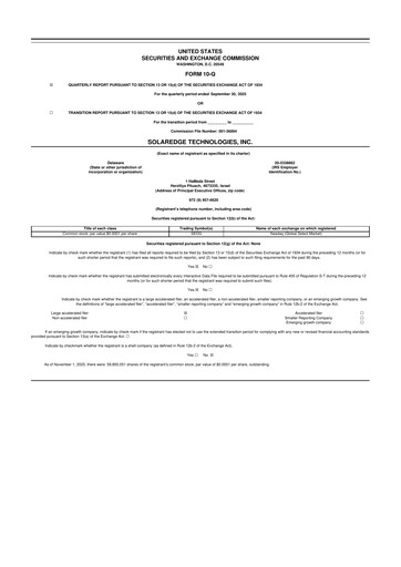 Thumbnail SolarEdge 10-Q Quarterly Report FY2025 