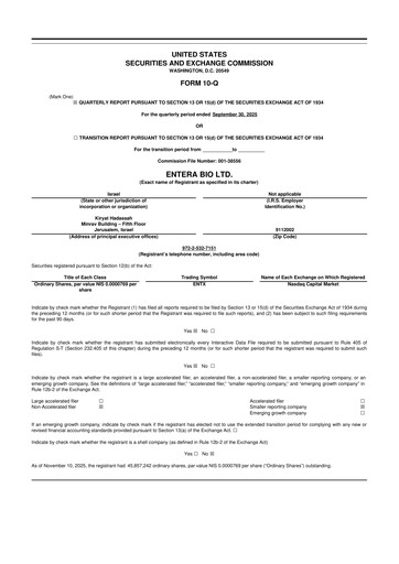 Thumbnail Entera Bio 10-Q Quarterly Report FY2025 