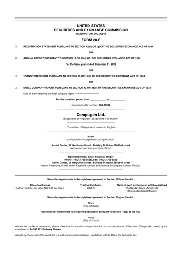 Thumbnail Compugen 20-F Annual Report 2025