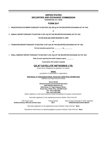 Thumbnail Gilat Satellite Networks 20-F Annual Report 2025