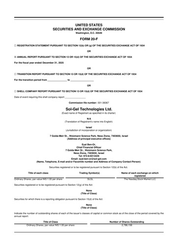Thumbnail Sol-Gel Technologies 20-F Annual Report 2025