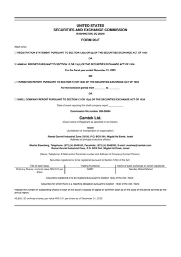 Thumbnail Camtek 20-F Annual Report 2025