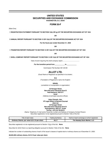 Thumbnail Allot 20-F Annual Report 2025