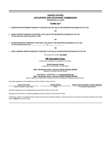 Miniature IM Cannabis 20-F Rapport annuel 2025