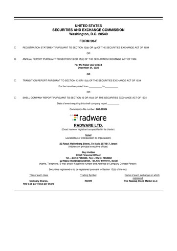 Thumbnail Radware 20-F Annual Report 2025