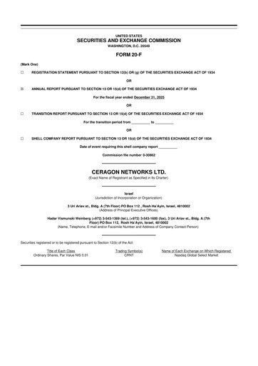 Thumbnail Ceragon Networks 20-F Annual Report 