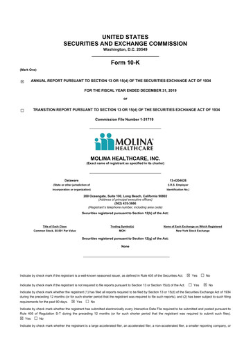 Thumbnail Molina Healthcare
 10-K Annual Report 2019