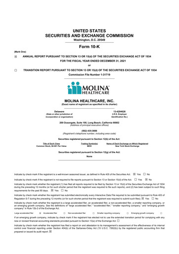 Thumbnail Molina Healthcare
 10-K Annual Report 2021
