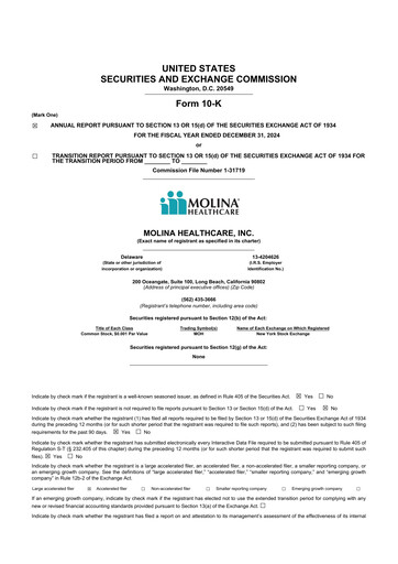 Thumbnail Molina Healthcare
 10-K Annual Report 2024