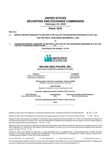 Thumbnail Molina Healthcare
 10-K Annual Report 2025