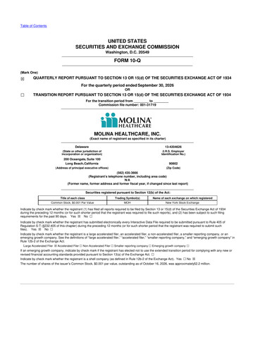 Thumbnail Molina Healthcare
 10-Q Quarterly Report FY2026 Q3