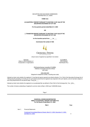 Vorschaubild Churchill Downs 10-Q Quartalsbericht  