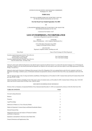 Thumbnail Lee Enterprises
 10-K Annual Report 