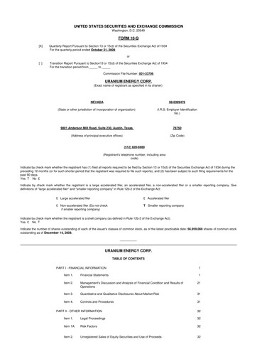 Thumbnail Uranium Energy
 10-Q Quarterly Report FY 