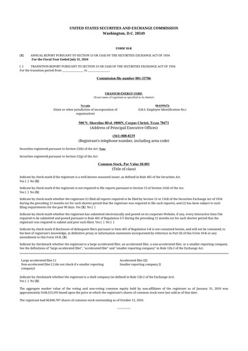 Thumbnail Uranium Energy
 10-K Annual Report 