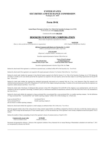 Thumbnail Hooker Furnishings 10-K Annual Report 2011