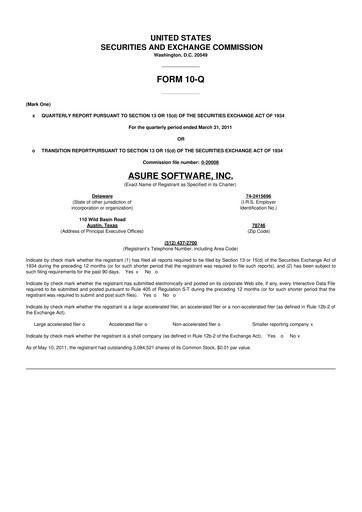 Miniature Asure Software
 10-Q Rapport trimestriel 2011 